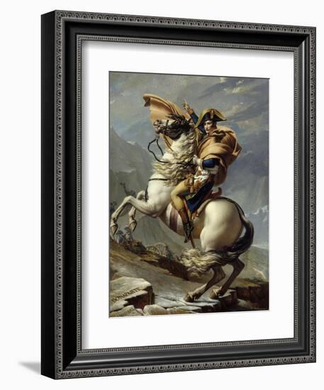 Napoleon Crossing the Alps at the St. Bernard Pass, May 20, 1800-Jacques Louis David-Framed Art Print