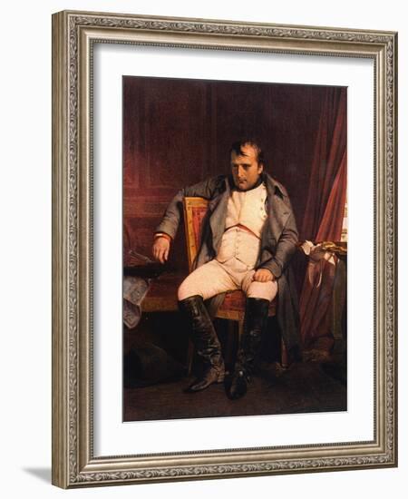 Napoleon Emperor Defeated at Fontainebleau 1814-Paul Hippolyte Delaroche-Framed Photographic Print