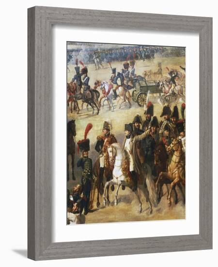 Napoleon Giving Orders on Battlefield, Detail from French Army Pulling Down Rosbach Column-Pierre Antoine Augustin Vafflard-Framed Giclee Print