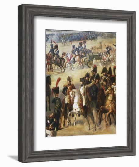 Napoleon Giving Orders on Battlefield, Detail from French Army Pulling Down Rosbach Column-Pierre Antoine Augustin Vafflard-Framed Giclee Print