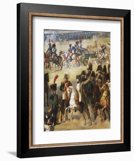 Napoleon Giving Orders on Battlefield, Detail from French Army Pulling Down Rosbach Column-Pierre Antoine Augustin Vafflard-Framed Giclee Print