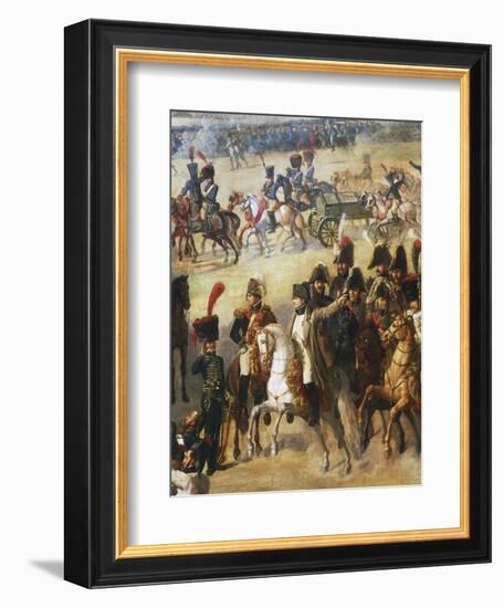 Napoleon Giving Orders on Battlefield, Detail from French Army Pulling Down Rosbach Column-Pierre Antoine Augustin Vafflard-Framed Giclee Print