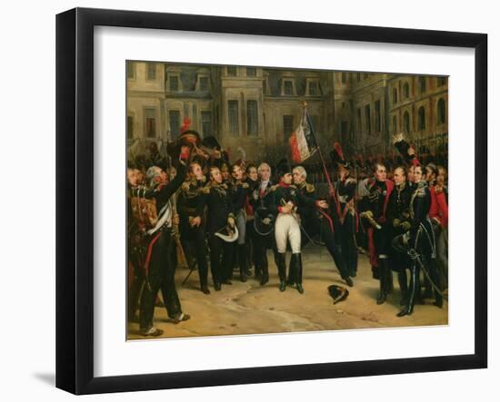 Napoleon I Bidding Farewell to the Imperial Guard in the Cheval-Blanc Courtyard, April 1814, 1825-Antoine Alphonse Montfort-Framed Giclee Print