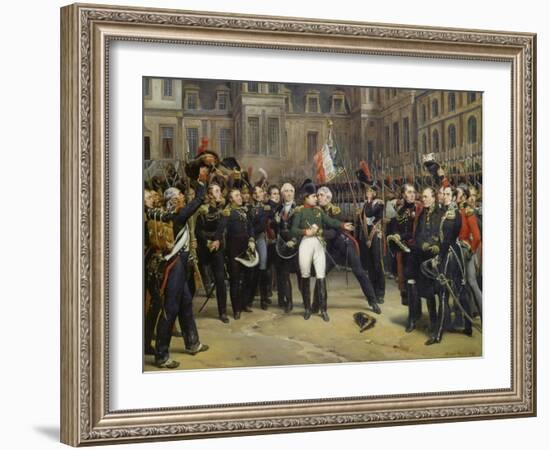 Napoleon I Bidding Farewell toImperial Guard atChateau De Fontainebleau, 20th April 1814-Horace Vernet-Framed Giclee Print