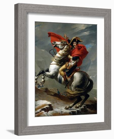 Napoleon I Bonaparte Crossing the St Bernard Pass 1800 by by Jacques-Louis David-null-Framed Giclee Print