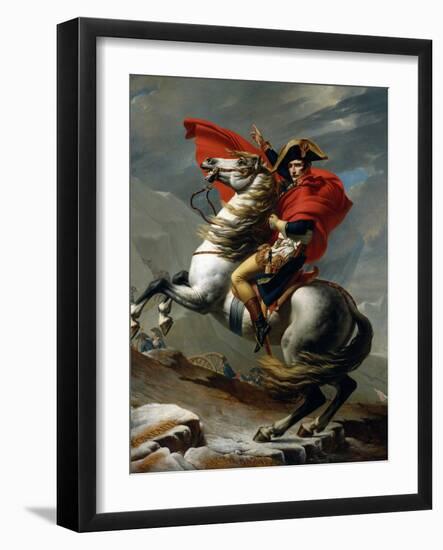 Napoleon I Bonaparte Crossing the St Bernard Pass 1800 by by Jacques-Louis David-null-Framed Giclee Print