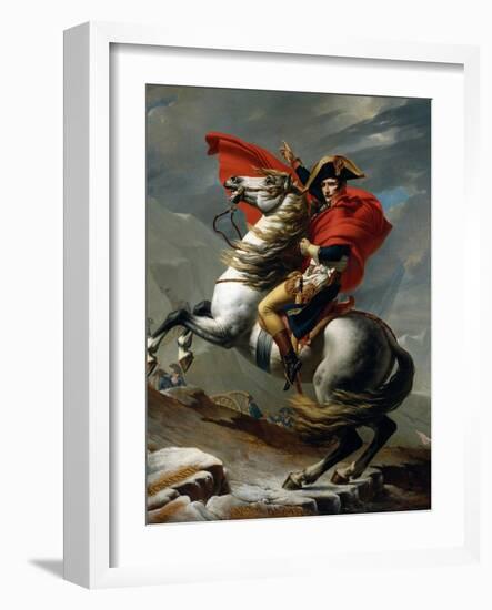 Napoleon I Bonaparte Crossing the St Bernard Pass 1800 by by Jacques-Louis David-null-Framed Giclee Print