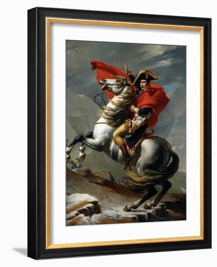 Napoleon I Bonaparte Crossing the St Bernard Pass 1800 by by Jacques-Louis David-null-Framed Giclee Print