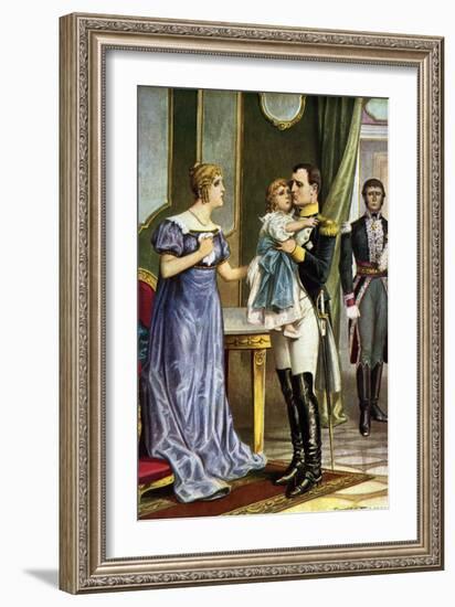 Napoleon I Leaving His Wife Marie Louise and His Son Napoleon, 1930 (Drawing)-Tancredi Scarpelli-Framed Giclee Print