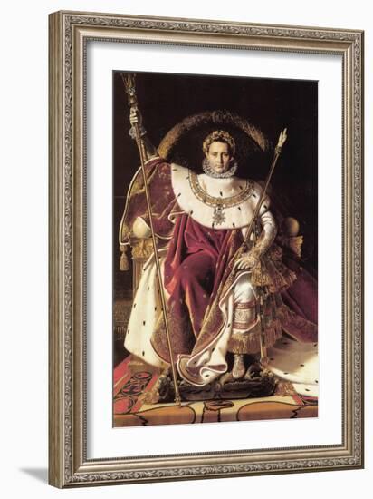 Napoleon I on His Imperial Throne-Jean-Auguste-Dominique Ingres-Framed Art Print