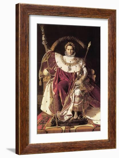 Napoleon I on His Imperial Throne-Jean-Auguste-Dominique Ingres-Framed Art Print