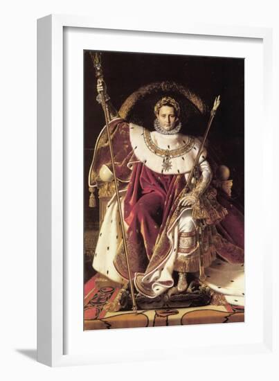 Napoleon I on His Imperial Throne-Jean-Auguste-Dominique Ingres-Framed Art Print