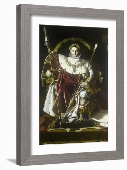 Napoleon I on the Imperial Throne-Jean-Auguste-Dominique Ingres-Framed Art Print