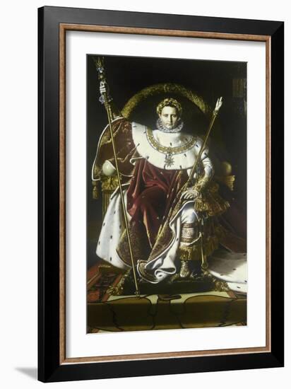 Napoleon I on the Imperial Throne-Jean-Auguste-Dominique Ingres-Framed Art Print