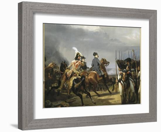 Napoléon Ier passant devant les troupes à la bataille d'Iena, 14 octobre 1806 (bataille contre-Horace Vernet-Framed Giclee Print