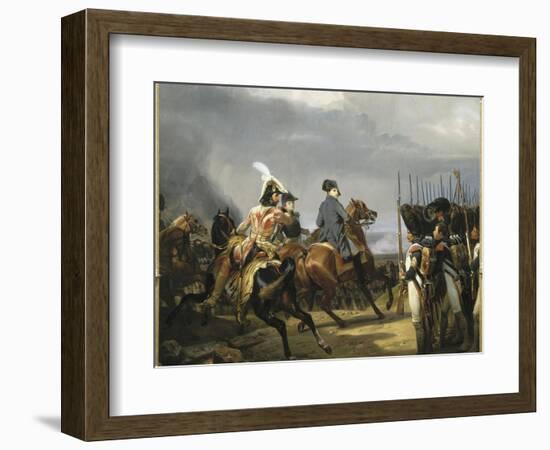 Napoléon Ier passant devant les troupes à la bataille d'Iena, 14 octobre 1806 (bataille contre-Horace Vernet-Framed Giclee Print