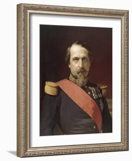 Napoléon III, en uniforme de général de Division, dans son Grand Cabinet aux Tuileries, en 1862-Hippolyte Flandrin-Framed Giclee Print