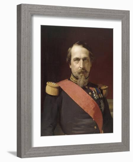 Napoléon III, en uniforme de général de Division, dans son Grand Cabinet aux Tuileries, en 1862-Hippolyte Flandrin-Framed Giclee Print