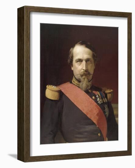 Napoléon III, en uniforme de général de Division, dans son Grand Cabinet aux Tuileries, en 1862-Hippolyte Flandrin-Framed Giclee Print