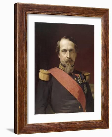 Napoléon III, en uniforme de général de Division, dans son Grand Cabinet aux Tuileries, en 1862-Hippolyte Flandrin-Framed Giclee Print