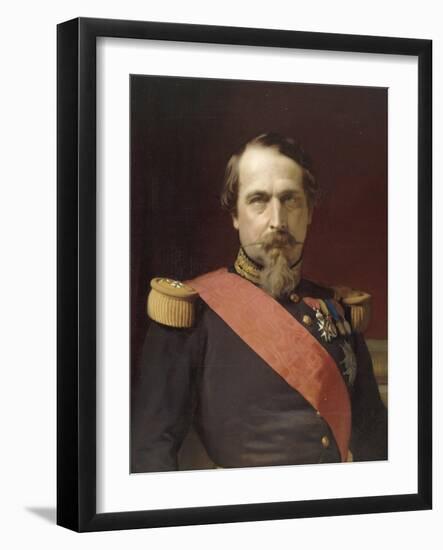 Napoléon III, en uniforme de général de Division, dans son Grand Cabinet aux Tuileries, en 1862-Hippolyte Flandrin-Framed Giclee Print