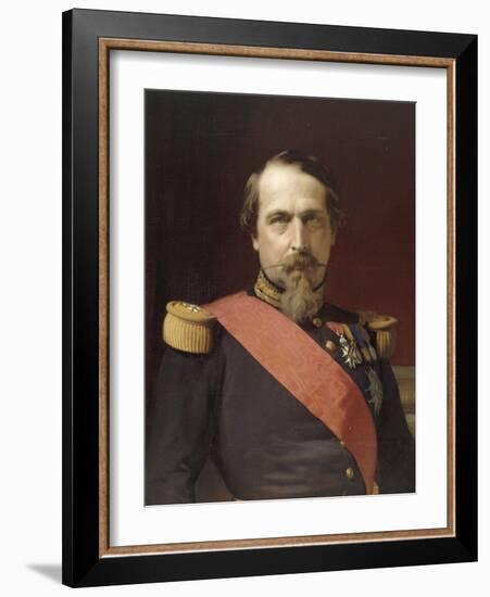 Napoléon III, en uniforme de général de Division, dans son Grand Cabinet aux Tuileries, en 1862-Hippolyte Flandrin-Framed Giclee Print