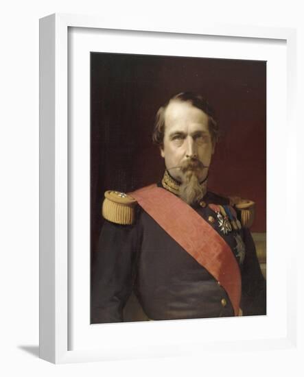 Napoléon III, en uniforme de général de Division, dans son Grand Cabinet aux Tuileries, en 1862-Hippolyte Flandrin-Framed Giclee Print