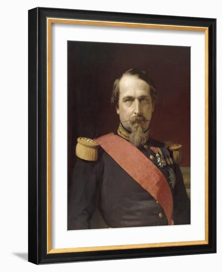 Napoléon III, en uniforme de général de Division, dans son Grand Cabinet aux Tuileries, en 1862-Hippolyte Flandrin-Framed Giclee Print