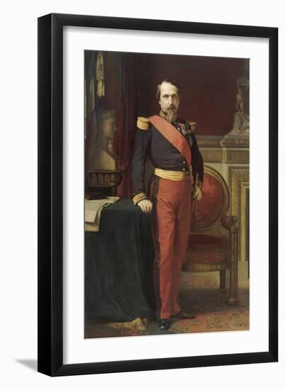 Napoléon III, en uniforme de général de Division, dans son Grand Cabinet aux Tuileries, en 1862-Hippolyte Flandrin-Framed Giclee Print