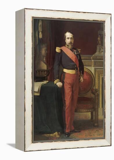 Napoléon III, en uniforme de général de Division, dans son Grand Cabinet aux Tuileries, en 1862-Hippolyte Flandrin-Framed Premier Image Canvas