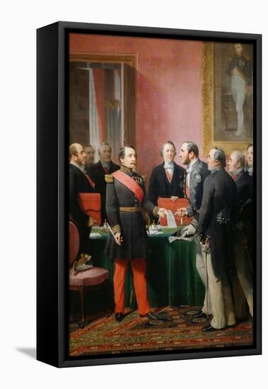 Napoleon III gives a letter to the baron Haussmann June 16, 1859-Adolphe Yvon-Framed Premier Image Canvas