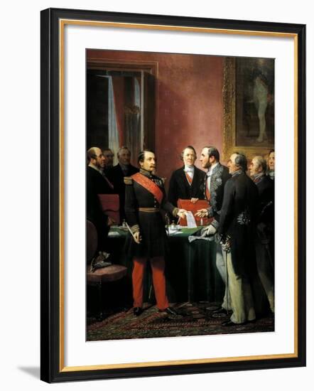 Napoleon III Hands over Decree Allowing Annexation of Suburban Communes of Paris-Adolphe Yvon-Framed Giclee Print