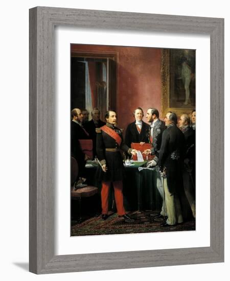 Napoleon III Hands over Decree Allowing Annexation of Suburban Communes of Paris-Adolphe Yvon-Framed Giclee Print