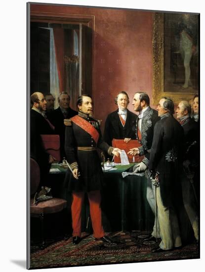 Napoleon III Hands over Decree Allowing Annexation of Suburban Communes of Paris-Adolphe Yvon-Mounted Giclee Print