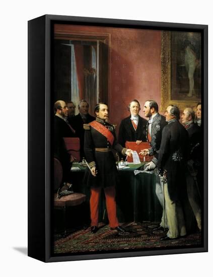 Napoleon III Hands over Decree Allowing Annexation of Suburban Communes of Paris-Adolphe Yvon-Framed Premier Image Canvas