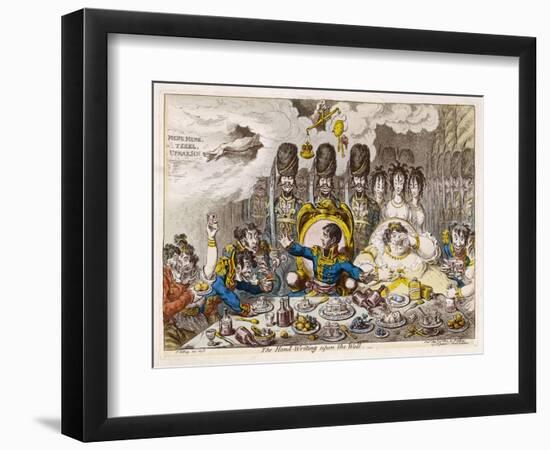 Napoleon is About to Make a Meal of England When Writing on the Wall Warns Him to Think Again-James Gillray-Framed Art Print