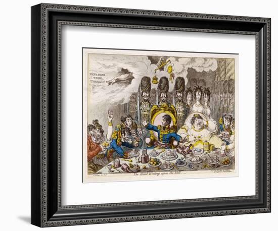 Napoleon is About to Make a Meal of England When Writing on the Wall Warns Him to Think Again-James Gillray-Framed Art Print