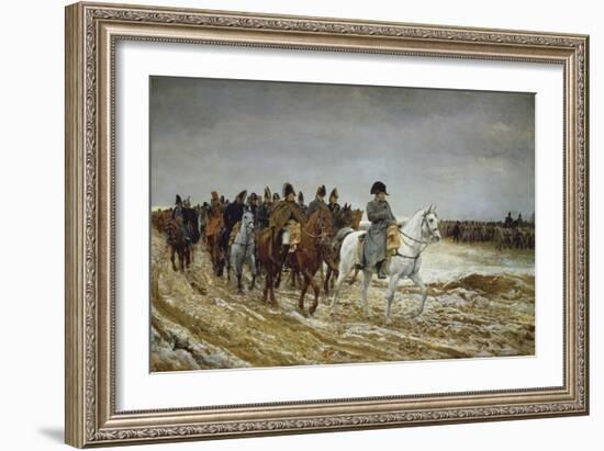 Napoleon on Campaign Followed by Marshals Ney and Berthier, Generals Drouot, Gourgaud and Flahaut-Ernest Meissonier-Framed Giclee Print