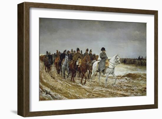 Napoleon on Campaign Followed by Marshals Ney and Berthier, Generals Drouot, Gourgaud and Flahaut-Ernest Meissonier-Framed Giclee Print