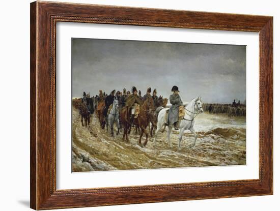 Napoleon on Campaign Followed by Marshals Ney and Berthier, Generals Drouot, Gourgaud and Flahaut-Ernest Meissonier-Framed Giclee Print