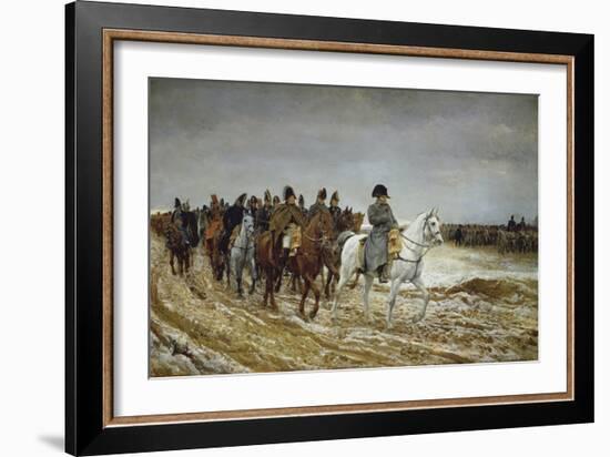 Napoleon on Campaign Followed by Marshals Ney and Berthier, Generals Drouot, Gourgaud and Flahaut-Ernest Meissonier-Framed Giclee Print