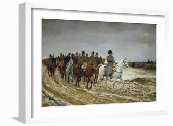 Napoleon on Campaign Followed by Marshals Ney and Berthier, Generals Drouot, Gourgaud and Flahaut-Ernest Meissonier-Framed Giclee Print