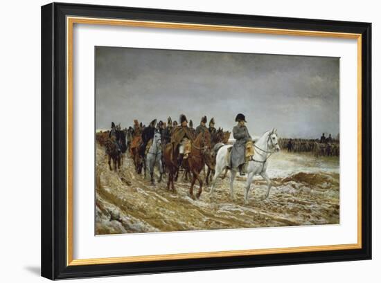 Napoleon on Campaign Followed by Marshals Ney and Berthier, Generals Drouot, Gourgaud and Flahaut-Ernest Meissonier-Framed Giclee Print