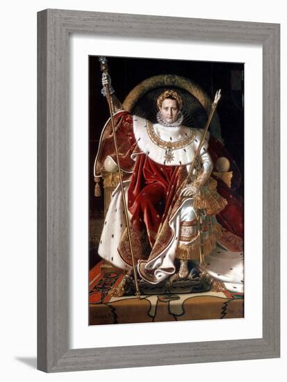 Napoleon on His Imperial Throne, 1804-null-Framed Giclee Print