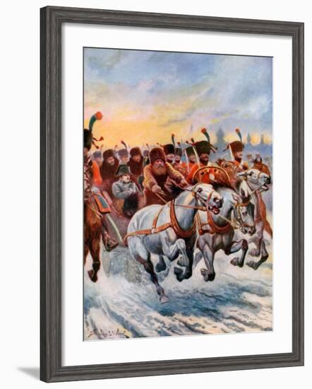 Napoleon Retreating from Moscow, 1812-null-Framed Giclee Print