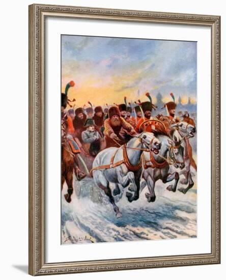 Napoleon Retreating from Moscow, 1812-null-Framed Giclee Print