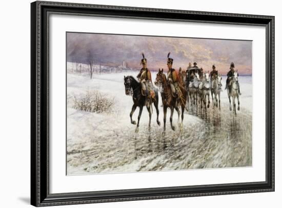 Napoleon Retreating from Moscow-Jan Van Chelminski-Framed Giclee Print