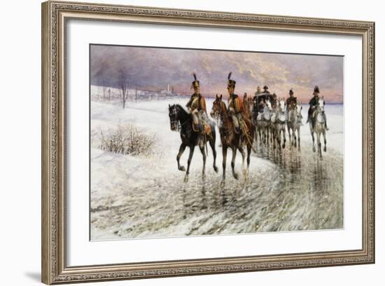 Napoleon Retreating from Moscow-Jan Van Chelminski-Framed Giclee Print