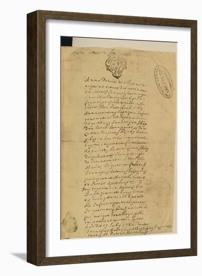 Napoleon's Birth Certificate, 1769-French School-Framed Giclee Print