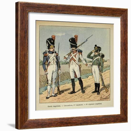 Napoleon's Imperial Guard: 1st Regiment Grenadier and Pupils of the 2nd Regiment-Louis Bombled-Framed Art Print